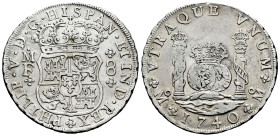 Philip V (1700-1746). 8 reales. 1740. Mexico. MF. (Cal-1456). Ag. 26,59 g. Minimal rust on obverse. VF. Est...350,00. 

Spanish Description: Felipe ...