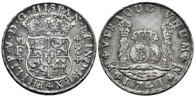 Philip V (1700-1746). 8 reales. 1741. Mexico. MF. (Cal-1458). Ag. 26,77 g. Scratches on reverse. Toned. VF. Est...400,00. 

Spanish Description: Fel...