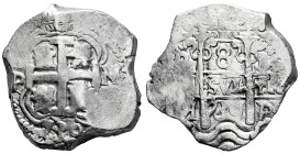 Philip V (1700-1746). 8 reales. 1730. Potosi. M. (Cal-1563). (Paoletti-372). Ag. 27,06 g. Double date and triple assayer. Scarce in this grade. Choice...