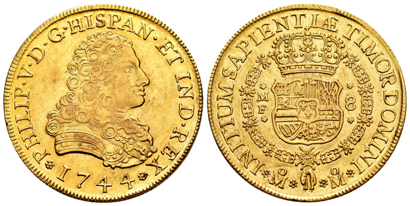 Philip V (1700-1746). 8 escudos. 1744. Mexico. MF. (Cal-2249). (Cal onza-442). A...