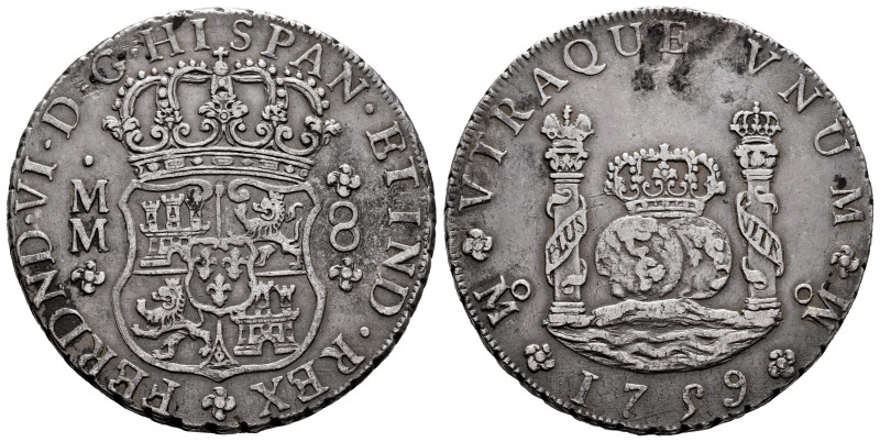 Ferdinand VI (1746-1759). 8 reales. 1759. Mexico. MM. (Cal-489). Ag. 26,75 g. Sl...