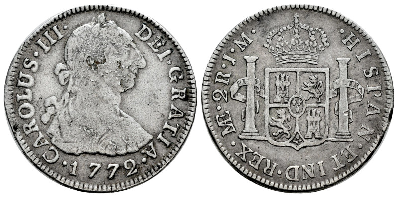 Charles III (1759-1788). 2 reales. 1772. Lima. JM. (Cal-583). Ag. 6,57 g. First-...