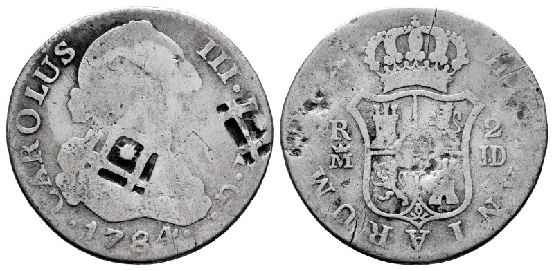 Charles III (1759-1788). 2 reales. 1784. Madrid. JD. (Cal-634 var). Ag. 5,06 g. ...