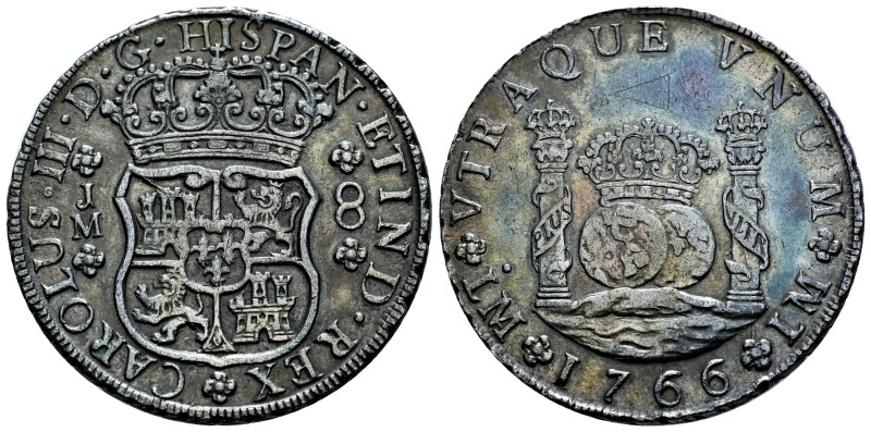 Charles III (1759-1788). 8 reales. 1766. Lima. JM. (Cal-1026). Ag. 26,99 g. Repa...