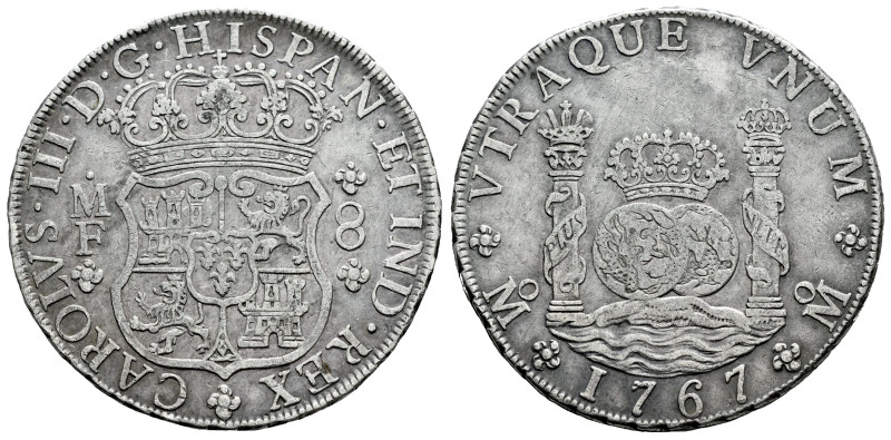 Charles III (1759-1788). 8 reales. 1767. Mexico. MF. (Cal-1092). Ag. 26,81 g. Li...