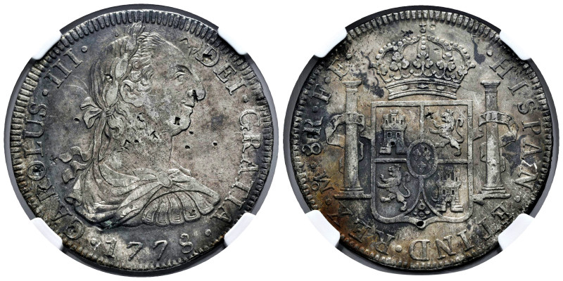 Charles III (1759-1788). 8 reales. 1778. Mexico. FF. (Cal-1117 var). Ag. Slabbed...