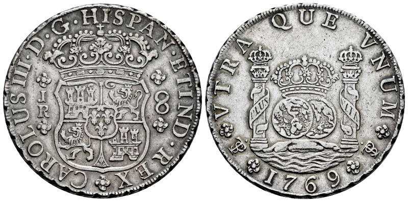 Charles III (1759-1788). 8 reales. 1769. Potosi. JR. (Cal-1165). Ag. 26,97 g. Pe...