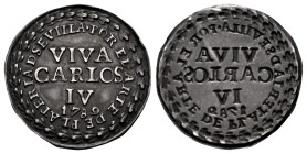 Charles IV (1788-1808). "Proclamation" medal. 1789. Sevilla. "Gremio de Plateros". (Herrera-99). (Vives-103). Ag. 0,51 g. VIVA / CARLOS IV. For the ar...