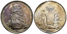 Charles IV (1788-1808). "Proclamation" medal. 1789. Mexico city. (Grove-C.26A). (H-168). (Medina-195). Anv.: ✸ CARLOS ✸ IV ✸ PORLA ✸ GRACIA ✸ DE ✸ DIO...