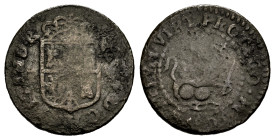 Charles IV (1788-1808). 1 octavo. 1805. Manila. (Cal-8). Ae. 2,01 g. Carelessly struck. Rare. Choice F. Est...350,00. 

Spanish Description: Carlos ...