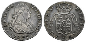 Charles IV (1788-1808). 1 real. 1793. Madrid. MF. (Cal-414). Ag. 3,00 g. Beautiful patina. Scarce in this grade. Almost XF. Est...150,00. 

Spanish ...