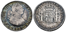 Charles IV (1788-1808). 2 reales. 1802. Lima. IJ. (Cal-585). Ag. 6,65 g. Toned. Choice F/Almost VF. Est...60,00. 

Spanish Description: Carlos IV (1...