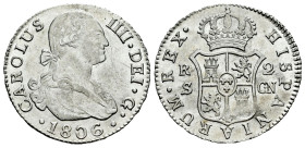 Charles IV (1788-1808). 2 reales. 1806. Sevilla. CN. (Cal-726). Ag. 5,90 g. Graffiti on obverse. Original luster. Almost XF/XF. Est...75,00. 

Spani...