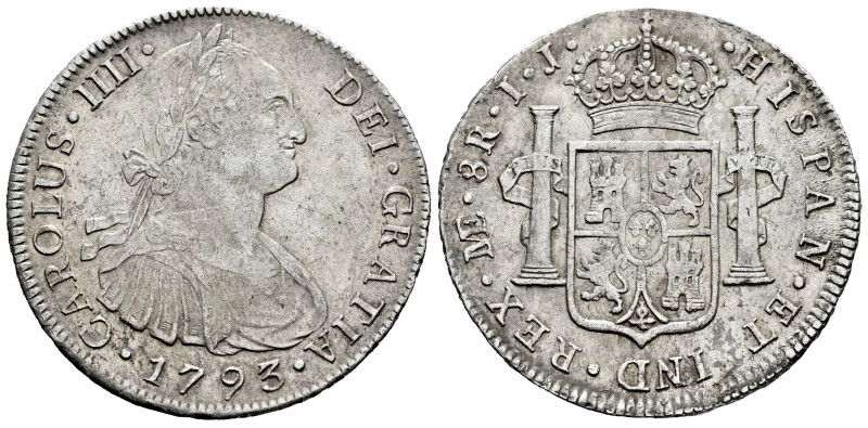 Charles IV (1788-1808). 8 reales. 1793. Lima. IJ. (Cal-909). Ag. 26,74 g. Choice...