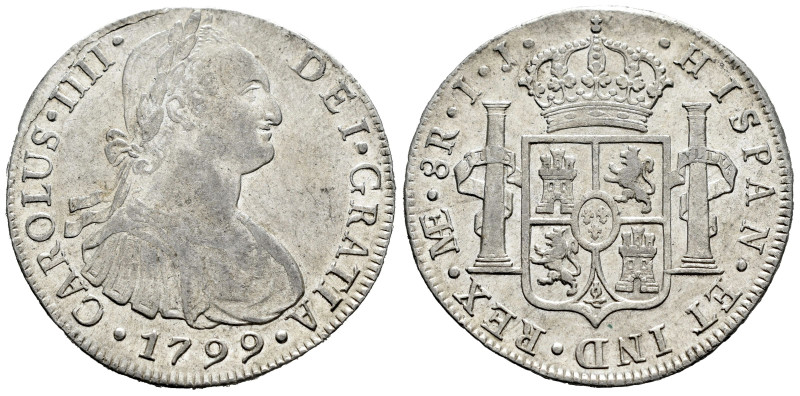 Charles IV (1788-1808). 8 reales. 1799. Lima. IJ. (Cal-917). Ag. 26,25 g. Origin...