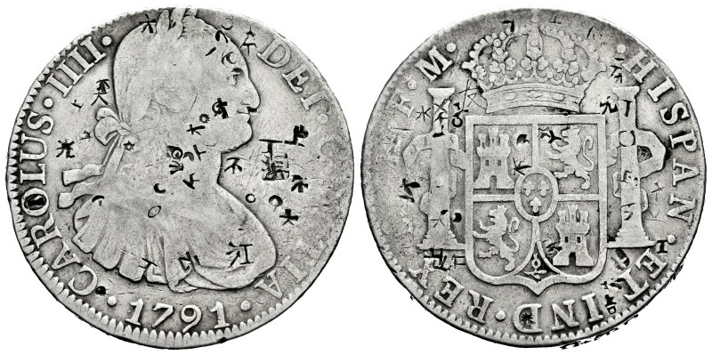 Charles IV (1788-1808). 8 reales. 1791. Mexico. FM. (Cal-953). Ag. 26,47 g. Chop...