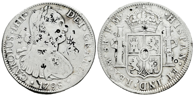 Charles IV (1788-1808). 8 reales. 1798. Mexico. FM. (Cal-961 var). Ag. 26,64 g. ...