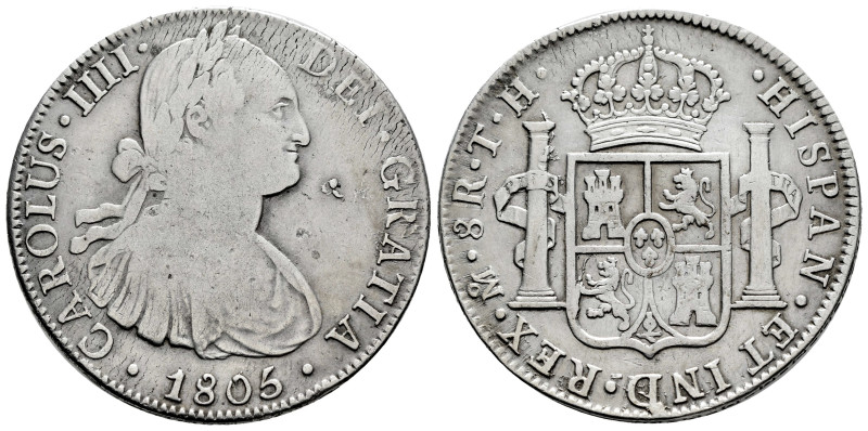 Charles IV (1788-1808). 8 reales. 1805. Mexico. TH. (Cal-983). Ag. 26,61 g. Choi...