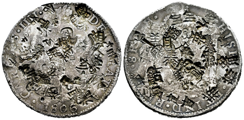 Charles IV (1788-1808). 8 reales. 1806. Mexico. TH. (Cal-984 var). Ag. 26,76 g. ...