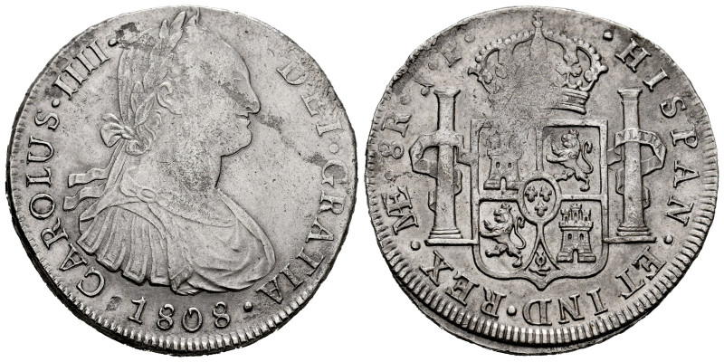 Charles IV (1788-1808). 8 reales. 1808. Mexico. TH. (Cal-988). Ag. 26,37 g. Slig...