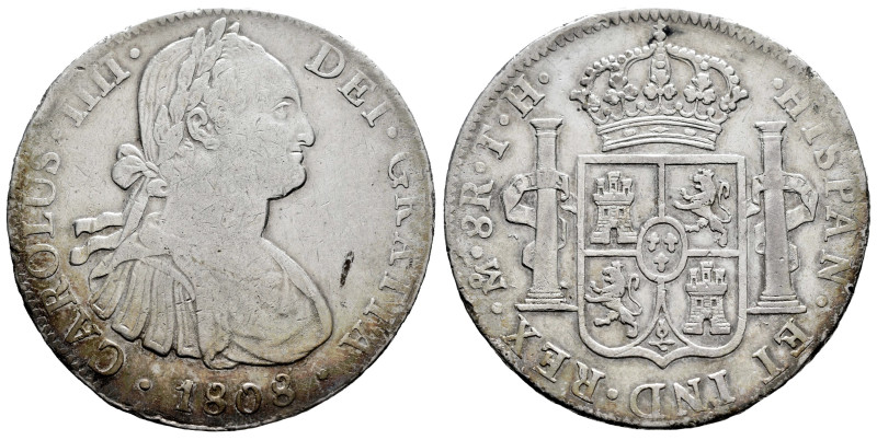 Charles IV (1788-1808). 8 reales. 1808. Mexico. TH. (Cal-988). Ag. 26,93 g. Mino...