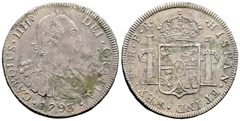 Charles IV (1788-1808). 8 reales. 1793. Potosi. PR. (Cal-993). Ag. 27,01 g. Mino...