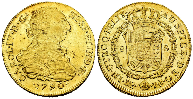 Charles IV (1788-1808). 8 escudos. 1790. Lima. IJ. (Cal-1589). (Cal onza-979). A...