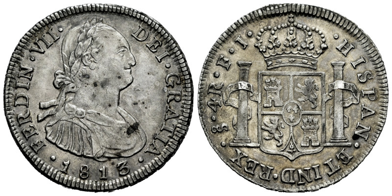 Ferdinand VII (1808-1833). 4 reales. 1813. Santiago. FJ. (Cal-1121). Ag. 13,55 g...