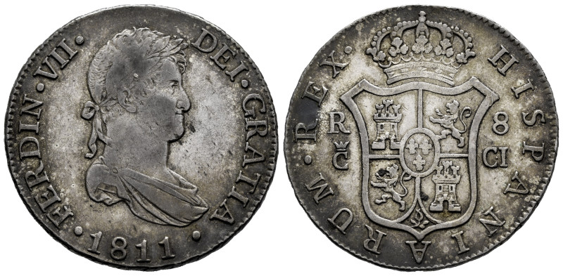 Ferdinand VII (1808-1833). 8 reales. 1811. Cadiz. CI. (Cal-1148). Ag. 27,28 g. P...