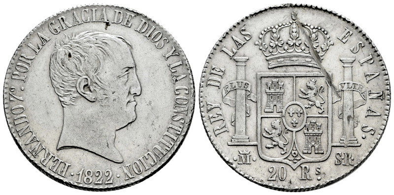 Ferdinand VII (1808-1833). 20 reales. 1822. Madrid. SR. (Cal-1282). Ag. 27,16 g....