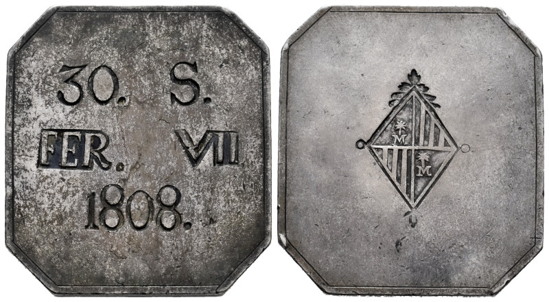 Ferdinand VII (1808-1833). 30 sous. 1808. Mallorca. (Cal-1285). Ag. 26,70 g. Oct...