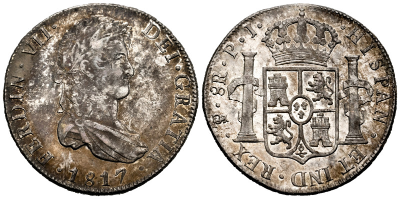 Ferdinand VII (1808-1833). 8 reales. 1817. Potosi. PJ. (Cal-1381). Ag. 26,85 g. ...