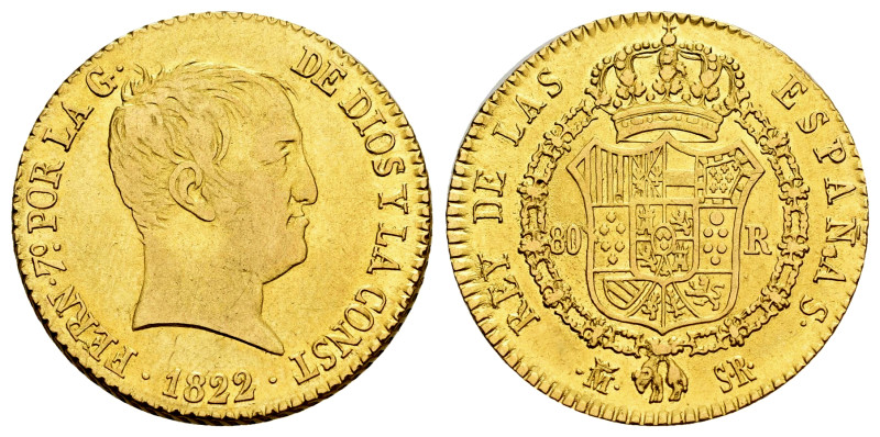 Ferdinand VII (1808-1833). 80 reales. 1822. Madrid. SR. (Cal-1641). Au. 6,67 g. ...