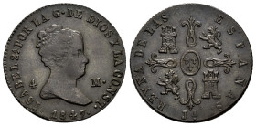 Elizabeth II (1833-1868). 4 maravedis. 1847. Jubia. (Cal-73). Au. 5,12 g. Almost XF. Est...60,00. 

Spanish Description: Isabel II (1833-1868). 4 ma...