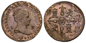 Elizabeth II (1833-1868). 4 maravedis. 1847. Jubia. (Cal-73). Ae. 5,01 g. With some original luster remaining. XF/AU. Est...75,00. 

Spanish Descrip...
