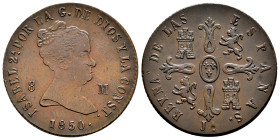 Elizabeth II (1833-1868). 8 maravedis. 1850. Jubia. (Cal-117). Ae. 9,54 g. Choice VF. Est...50,00. 

Spanish Description: Isabel II (1833-1868). 8 m...