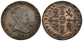 Elizabeth II (1833-1868). 8 maravedis. 1842. Segovia. (Cal-128). Ae. 9,41 g. VF. Est...40,00. 

Spanish Description: Isabel II (1833-1868). 8 marave...