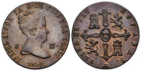 Elizabeth II (1833-1868). 8 maravedis. 1750. Segovia. (Cal-137). Ae. 9,97 g. Minor marks. Choice VF/VF. Est...50,00. 

Spanish Description: Isabel I...
