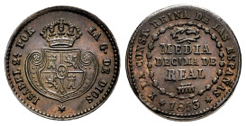 Elizabeth II (1833-1868). 1/2 decima de real. 1853. Segovia. (Cal-140). Ae. 2,10 g. Almost XF. Est...75,00. 

Spanish Description: Isabel II (1833-1...