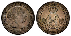 Elizabeth II (1833-1868). 1/2 centimo de escudo. 1868. Jubia. OM. (Cal-205). Ae. XF. Est...45,00. 

Spanish Description: Isabel II (1833-1868). 1/2 ...