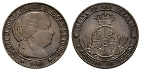 Elizabeth II (1833-1868). 1 centimo de escudo. 1868. Barcelona. OM. (Cal-216). Ae. 2,73 g. Almost XF. Est...25,00. 

Spanish Description: Isabel II ...