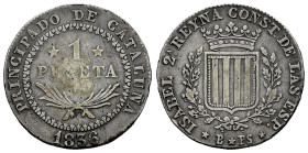 Elizabeth II (1833-1868). 1 peseta. 1836. Barcelona. PS. (Cal-271). Ag. 5,75 g. Striated edge. Toned. Scarce. Almost VF/VF. Est...150,00. 

Spanish ...