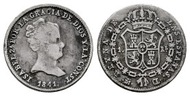Elizabeth II (1833-1868). 1 real. 1841. Madrid. CL. (Cal-294). Ag. 1,46 g. Rare. Choice F/Almost VF. Est...120,00. 

Spanish Description: Isabel II ...