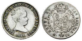 Elizabeth II (1833-1868). 1 real. 1848. Madrid. CL. (Cal-300). Ag. 1,23 g. Light double strike on obverse. Slight wavy flan. VF. Est...40,00. 

Span...