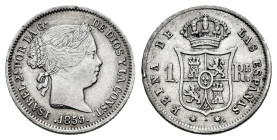 Elizabeth II (1833-1868). 1 real. 1859. Madrid. (Cal-308). Ag. 1,40 g. Minor nicks on edge. VF. Est...25,00. 

Spanish Description: Isabel II (1833-...