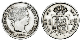 Elizabeth II (1833-1868). 1 real. 1830. Madrid. (Cal-309). Ag. 1,28 g. Cleaned. XF. Est...50,00. 

Spanish Description: Isabel II (1833-1868). 1 rea...