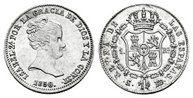 Elizabeth II (1833-1868). 1 real. 1850. Sevilla. RD. (Cal-317). Ag. 1,31 g. Almost XF. Est...35,00. 

Spanish Description: Isabel II (1833-1868). 1 ...