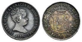 Elizabeth II (1833-1868). 1 real. 1850. Sevilla. RD. (Cal-318). Ag. 1,28 g. Attractive patina. Choice VF/Almost XF. Est...75,00. 

Spanish Descripti...