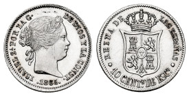 Elizabeth II (1833-1868). 10 centimos de escudo. 1865. Sevilla. (Cal-342). Ag. 1,31 g. Hairlines. It retains some minor luster. XF. Est...100,00. 

...