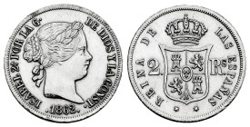 Elizabeth II (1833-1868). 2 reales. 1862. Madrid. (Cal-377). Ag. 2,59 g. Slightly cleaned. Almost MS. Est...120,00. 

Spanish Description: Isabel II...